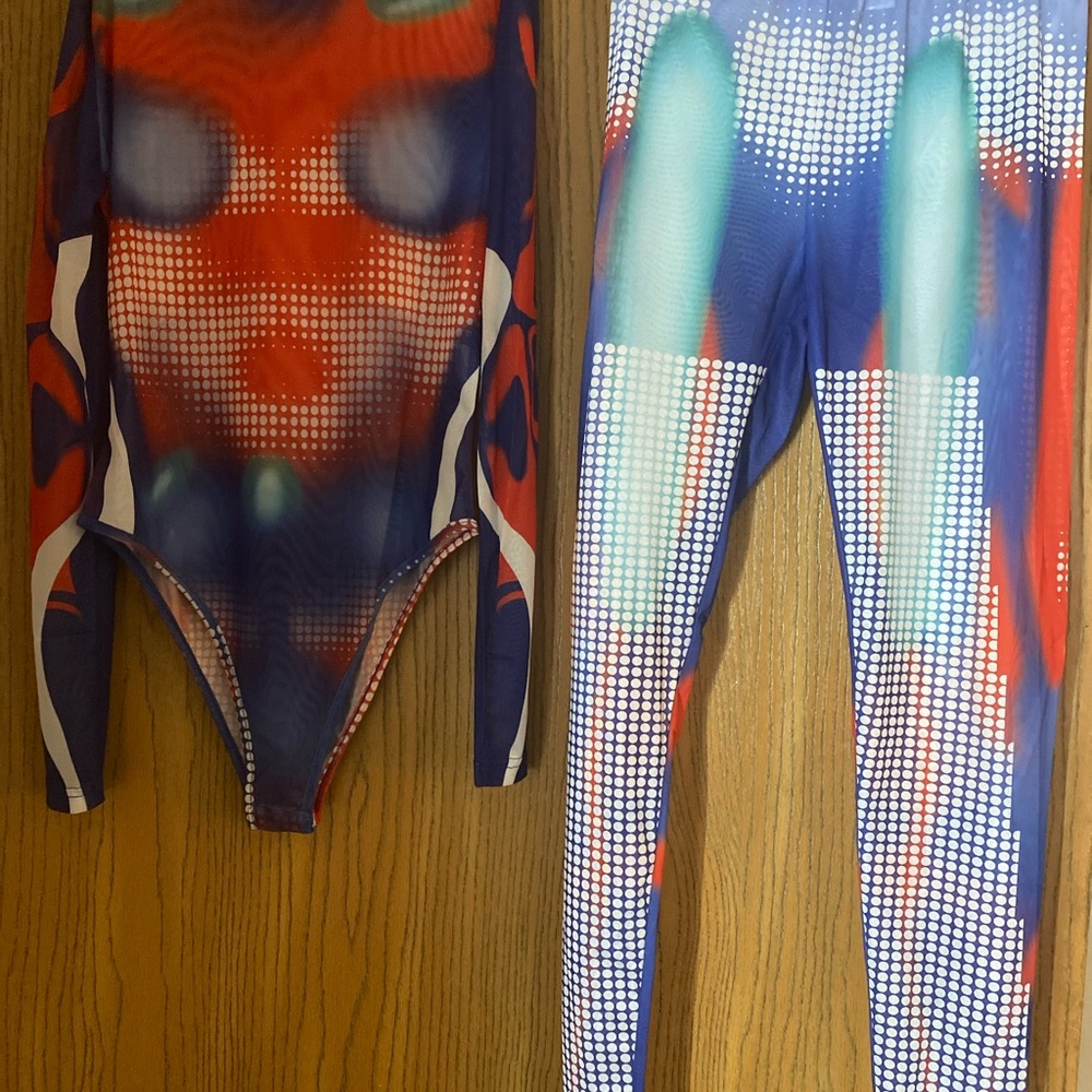 Colorful Abstract Bodysuit and Leggings Set